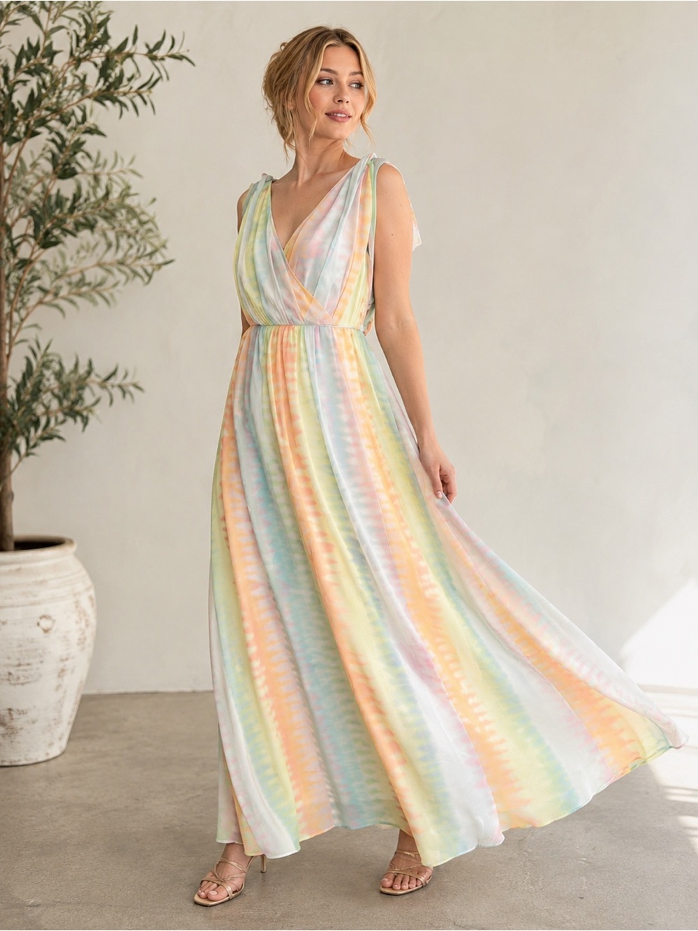 Anthropologie LIL pastel gorgeous maxi dress, 4. - Picture 1 of 14